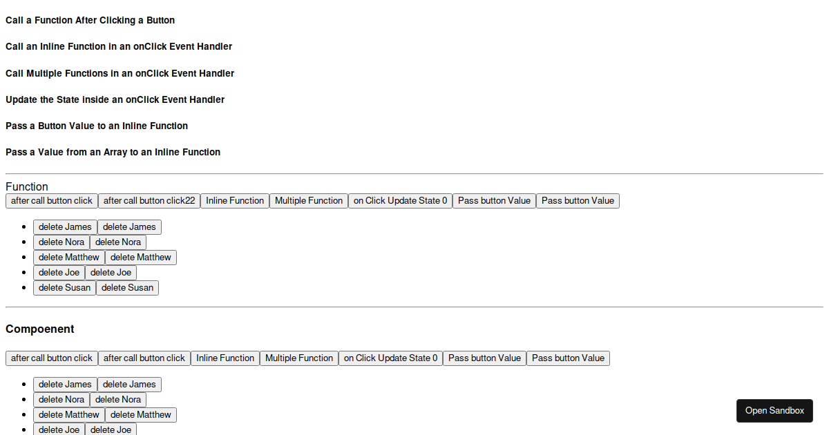 button click - Codesandbox