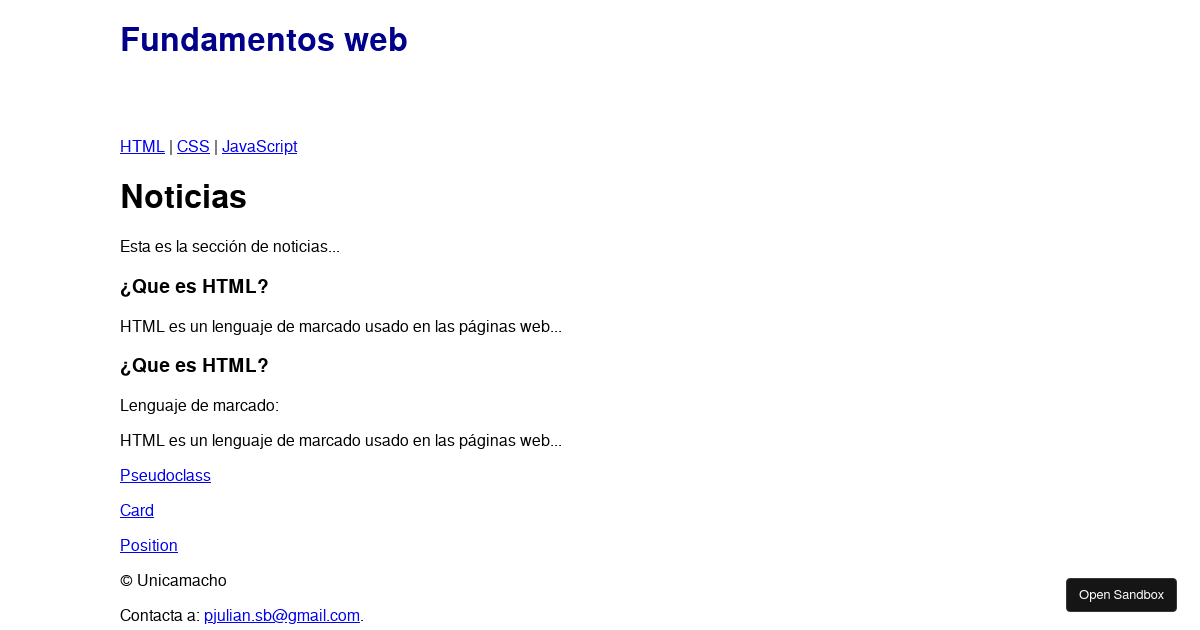 Fundamentos WEB clase - Codesandbox