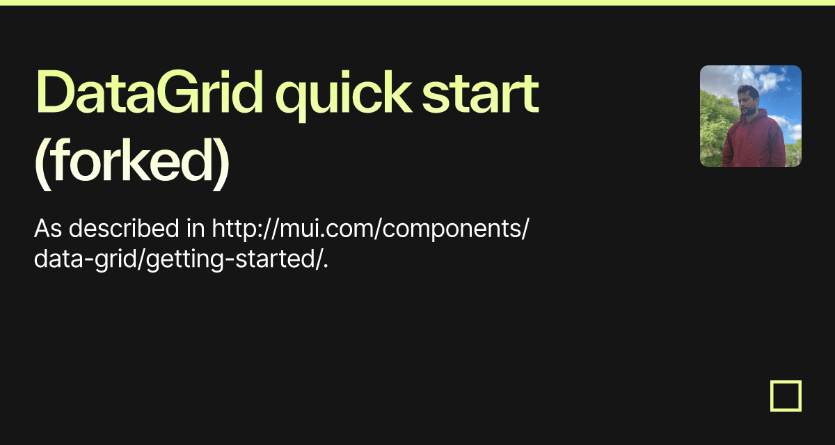 DataGrid quick start (forked) - Codesandbox