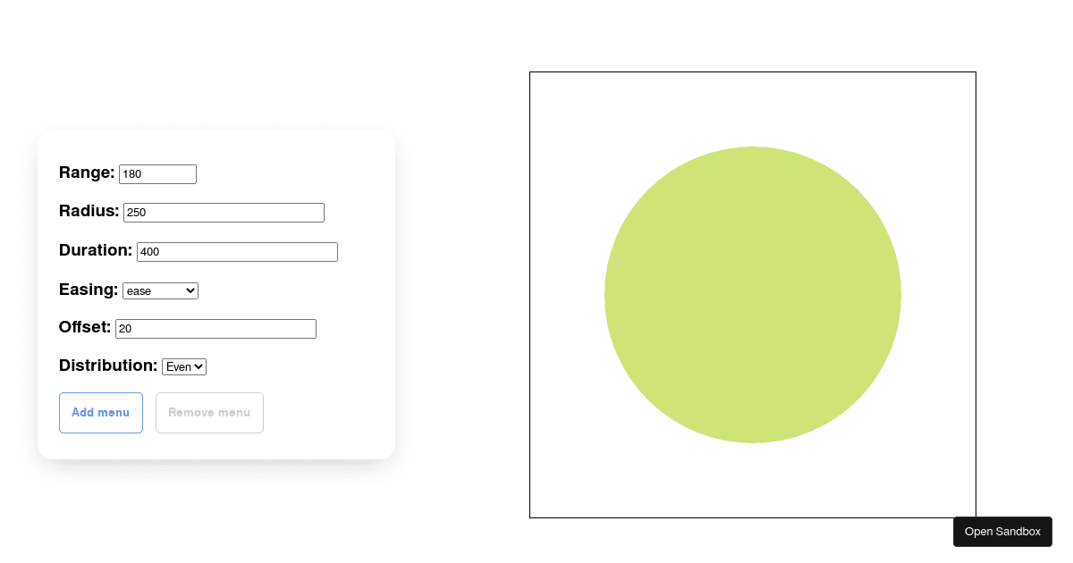 React Spinner Menu - Codesandbox