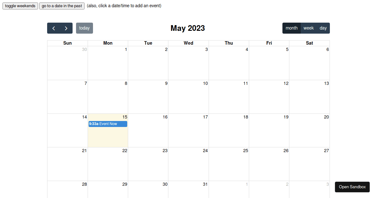 FullCalendar React - Codesandbox