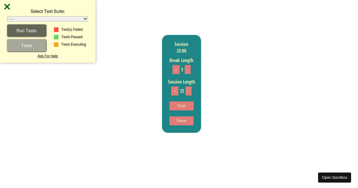 Pomodoro Clock - Codesandbox