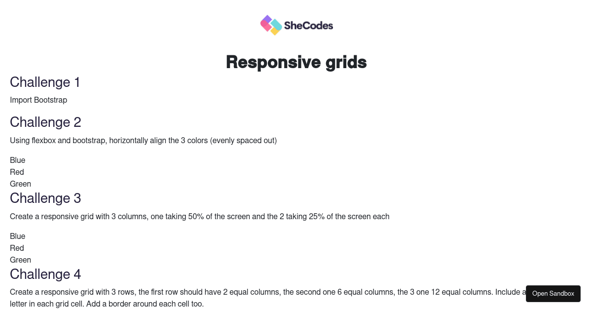 Responsive grids challenge (forked) - Codesandbox