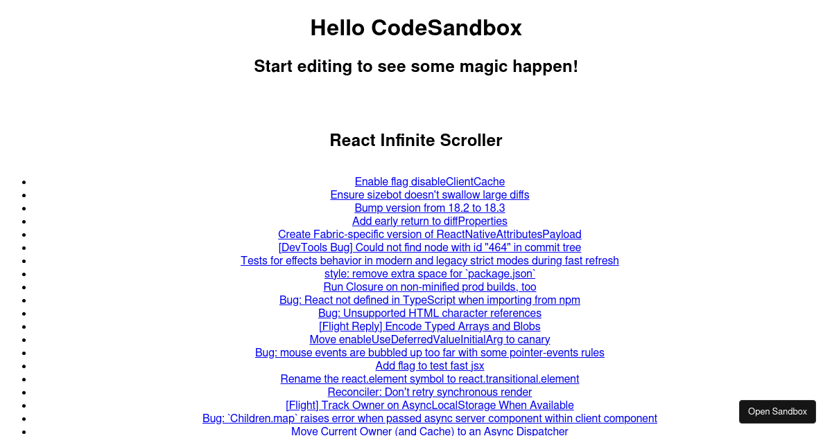 Infinite Scroll . (forked) - Codesandbox