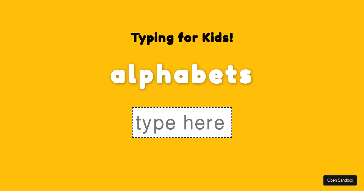 kidstypinggameusingreact Codesandbox