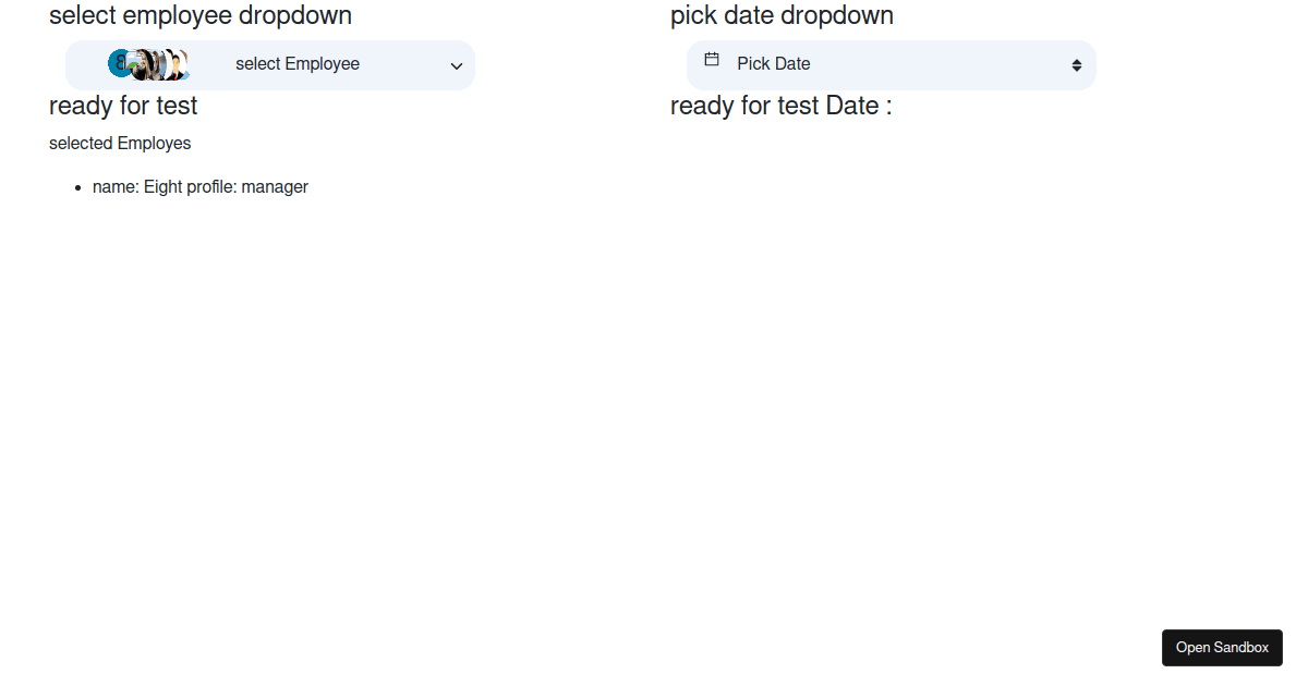 date pic and select employee - Codesandbox