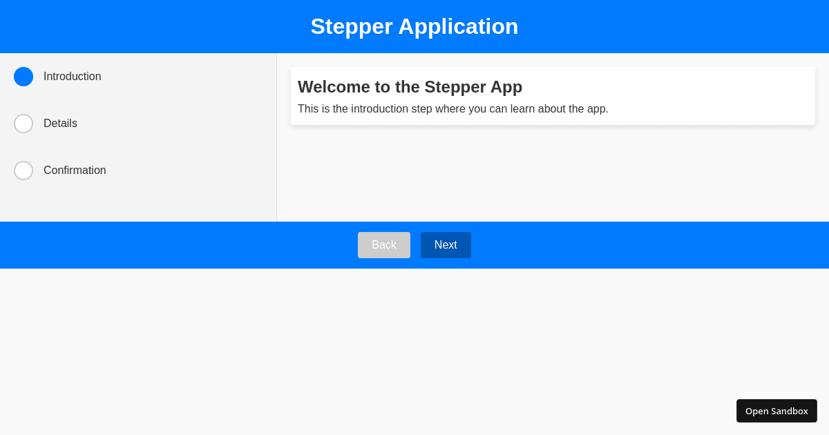 Stepper - Codesandbox