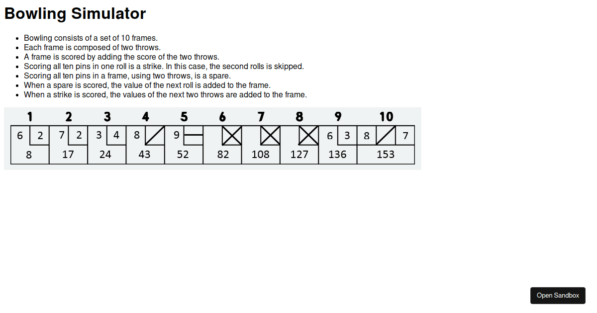 Bowling Codesandbox