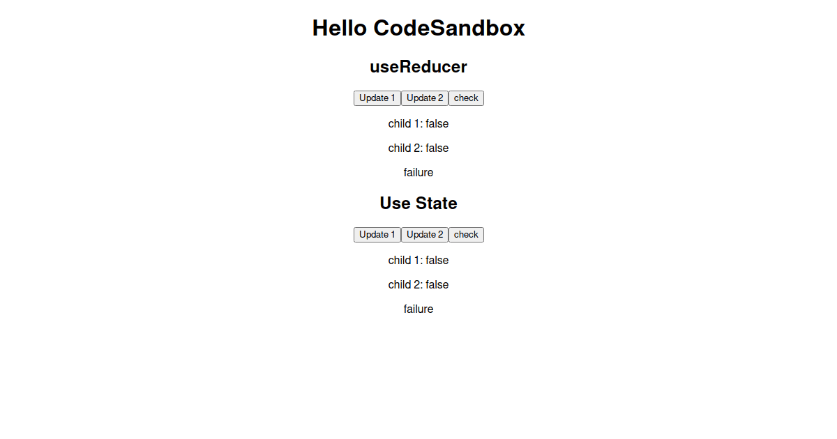 usestate vs useReducer - Codesandbox