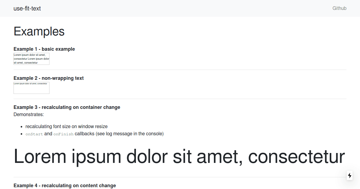 saltycrane/use-fit-text: examples - Codesandbox