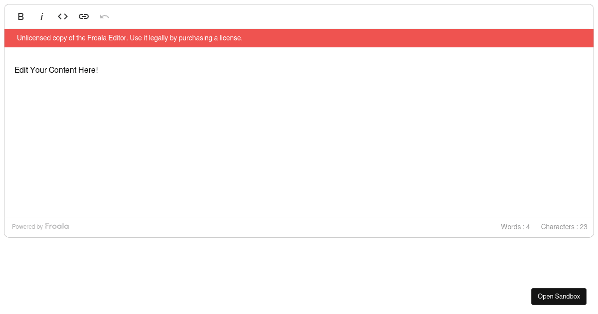 Vue Froala CodeMirror (forked) - Codesandbox
