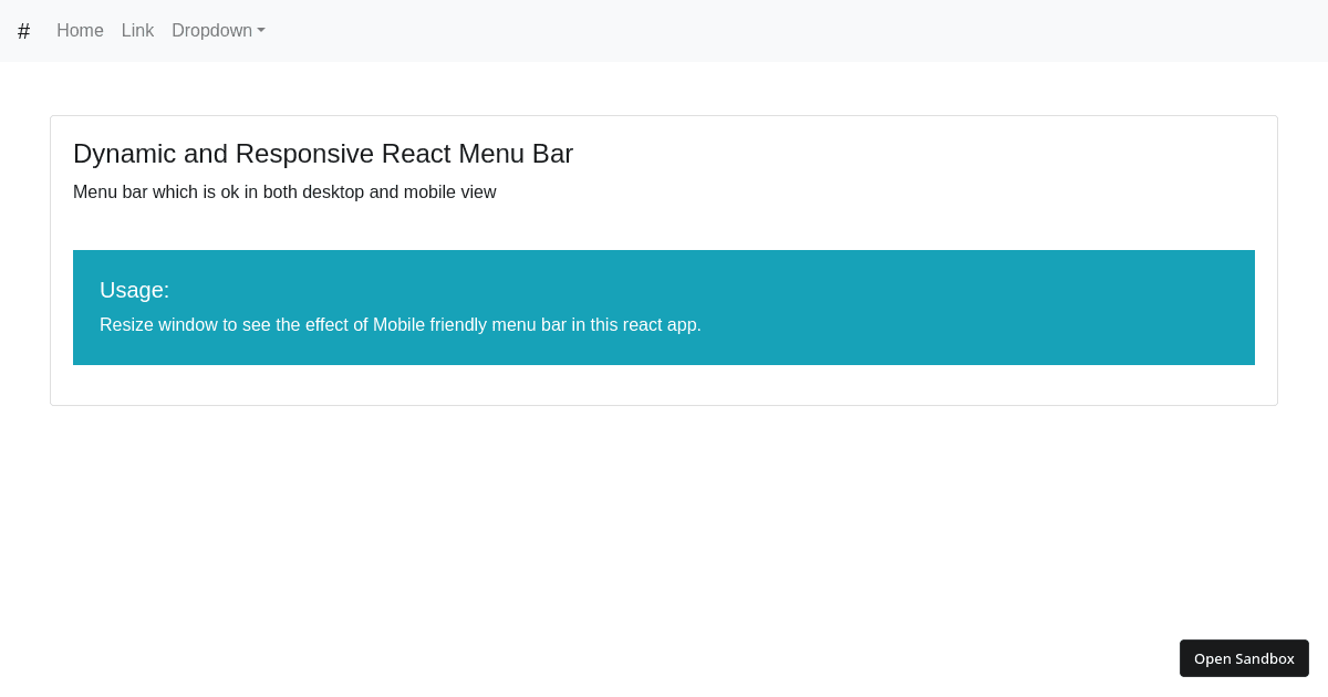 Responsive Mobile and Desktop Menu Example in React (forked) - Codesandbox
