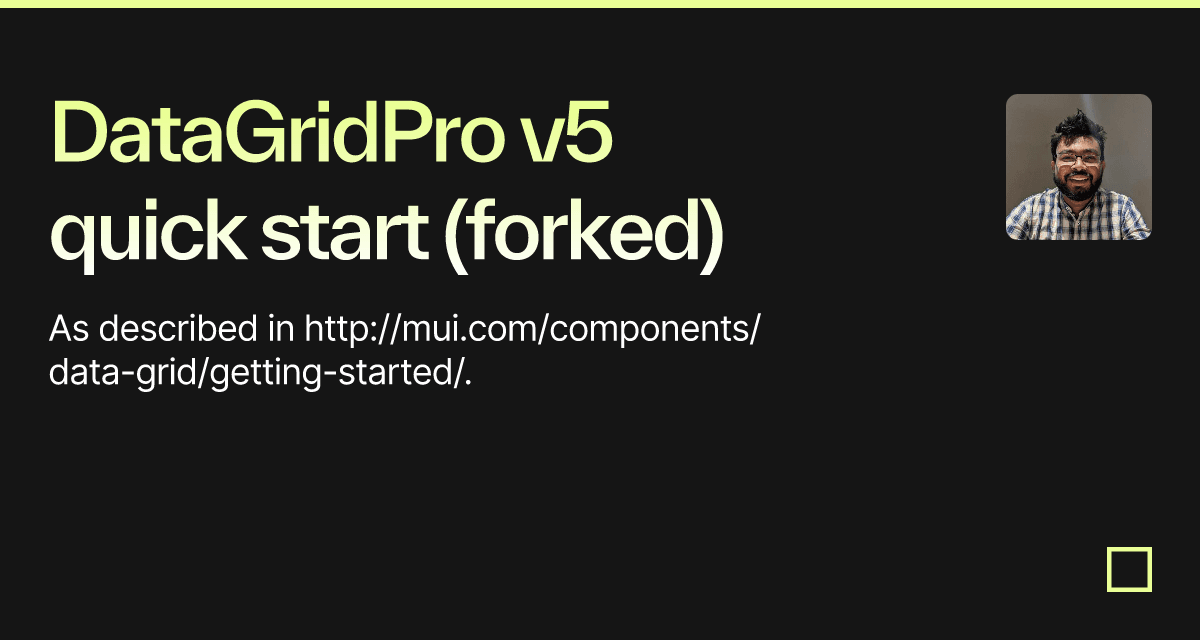 DataGridPro v5 quick start (forked) - Codesandbox