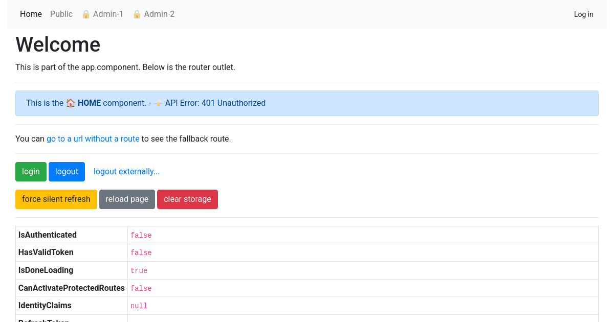 Sample angular oauth2 oidc with auth guards Codesandbox