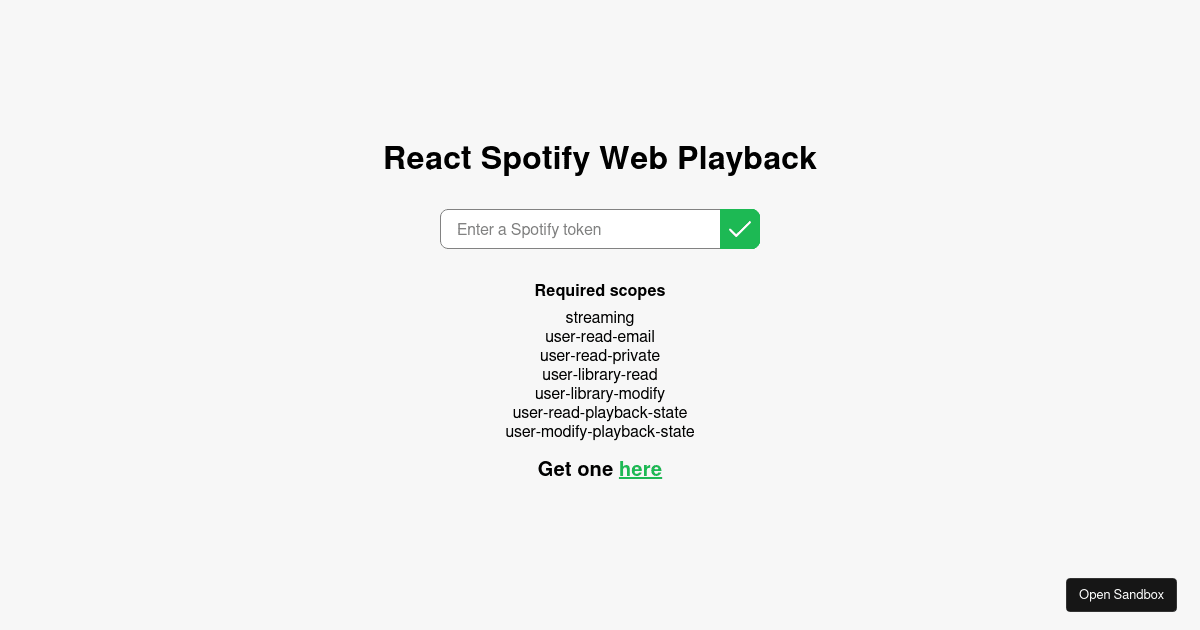 react-spotify-web-playback-demo - Codesandbox