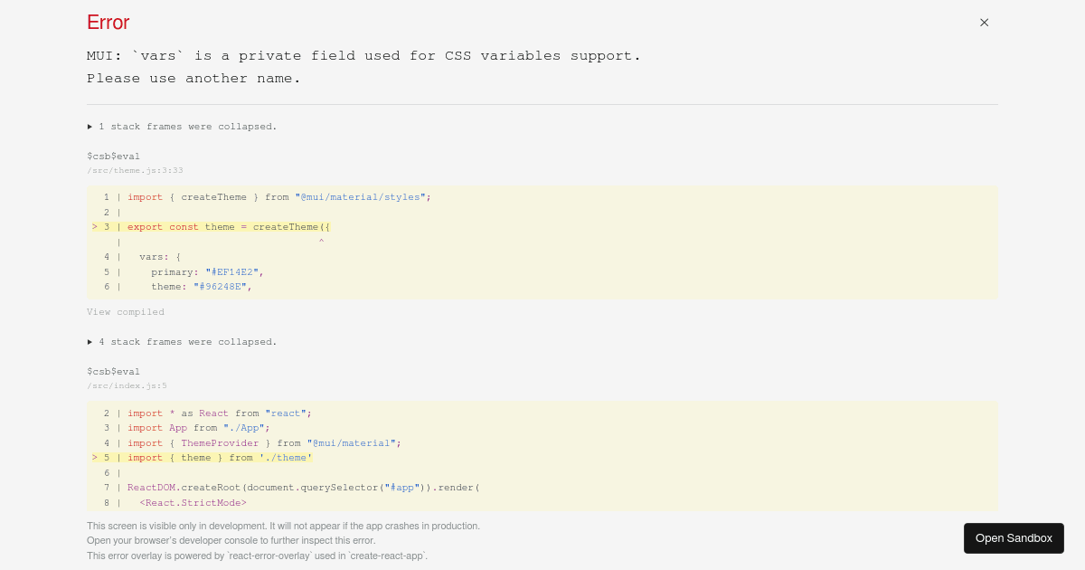 Styled Components (forked) Theme Provider Broken - Codesandbox