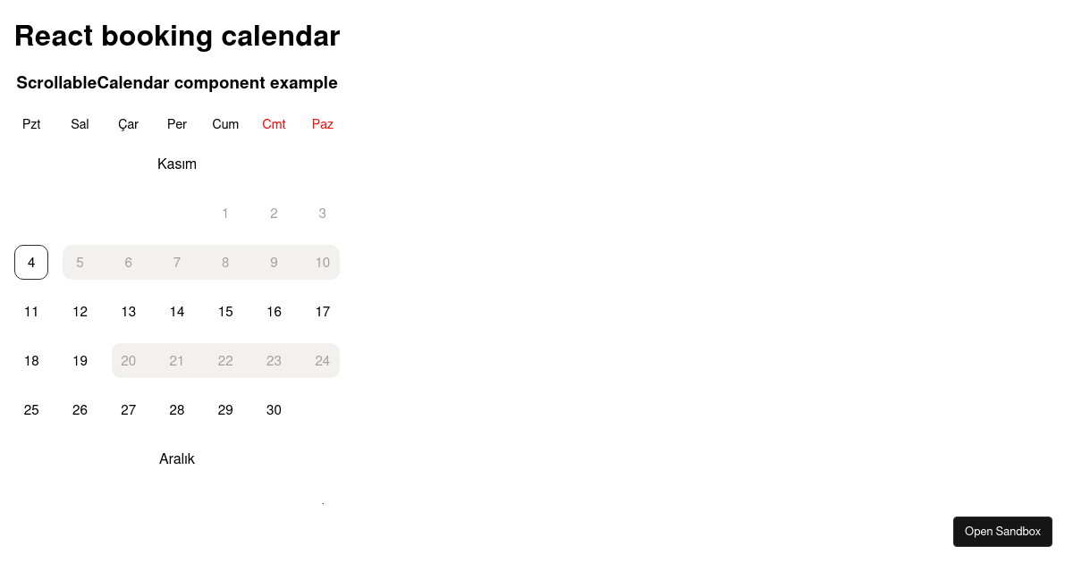 Example #2 - ScrollableCalendar component (forked) - Codesandbox