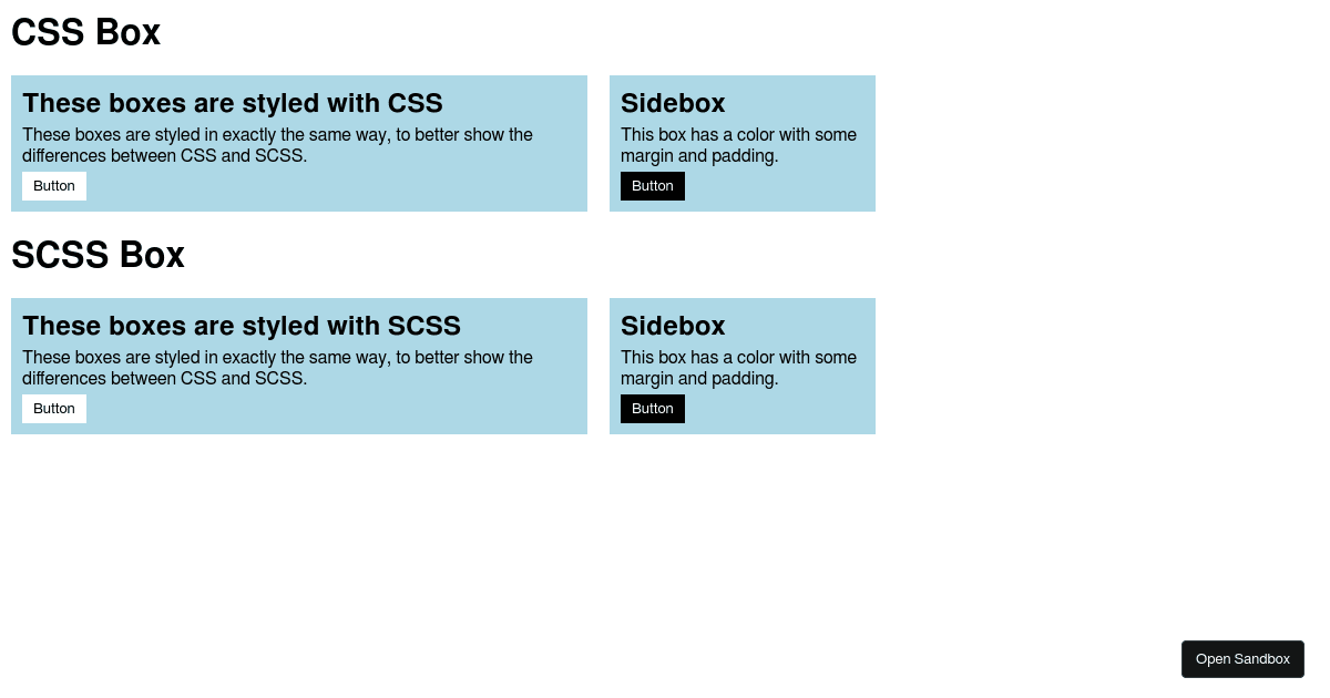 Onderzoek SCSS - Codesandbox