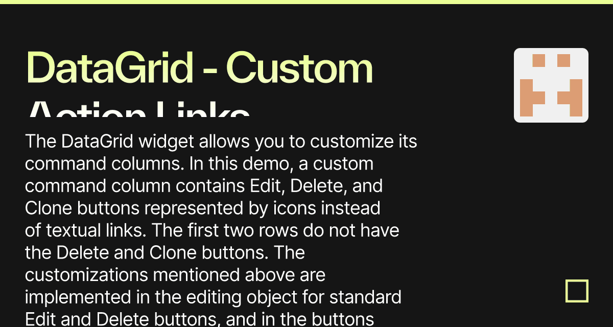 DataGrid - Custom Action Links - Codesandbox