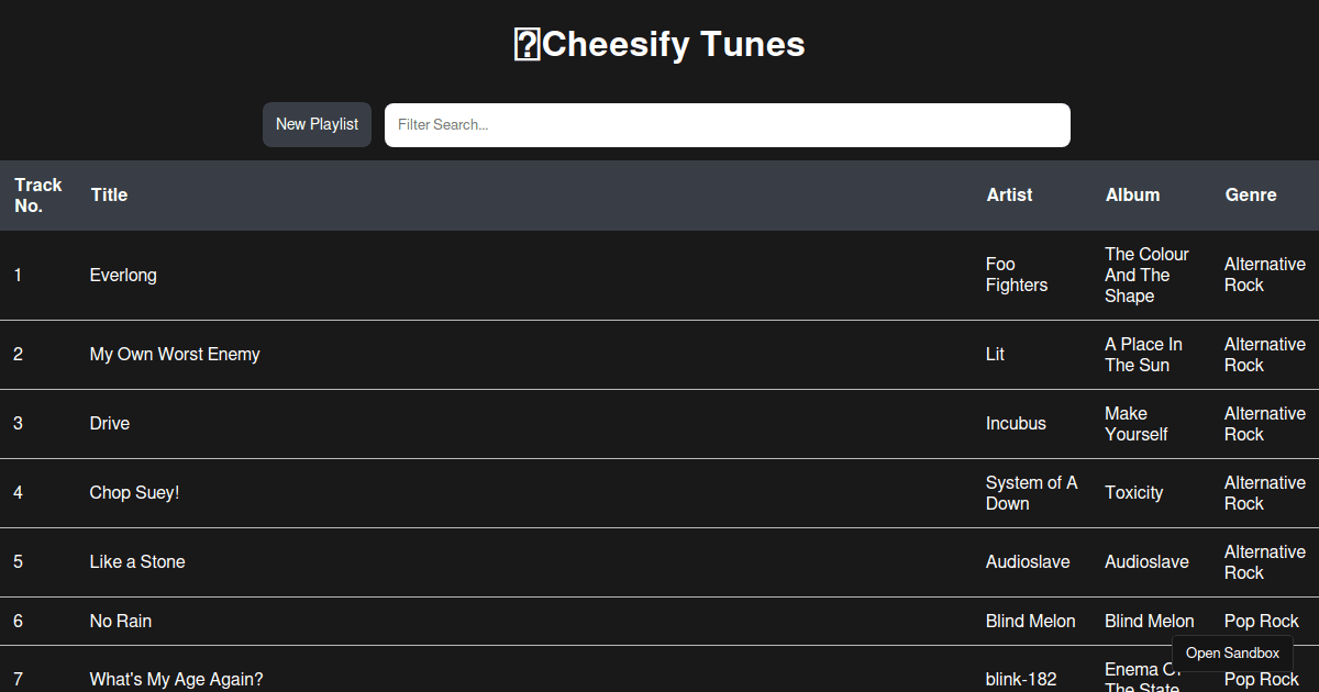 Song Playlist - Codesandbox