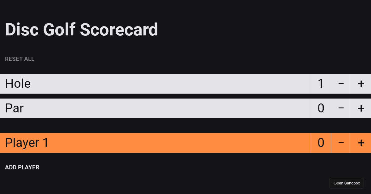 Disc Golf Scorecard Codesandbox
