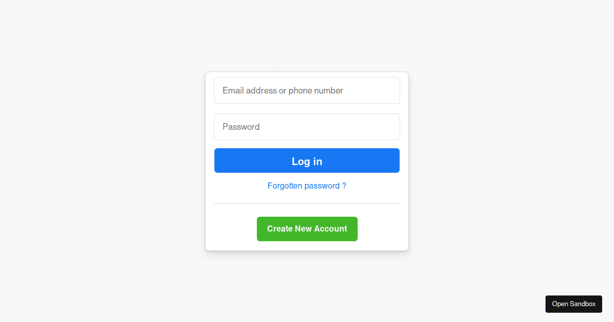 Facebook Login Page (forked) - Codesandbox