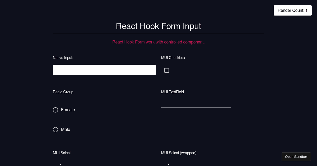 React Hook Form - RHFInput - Codesandbox