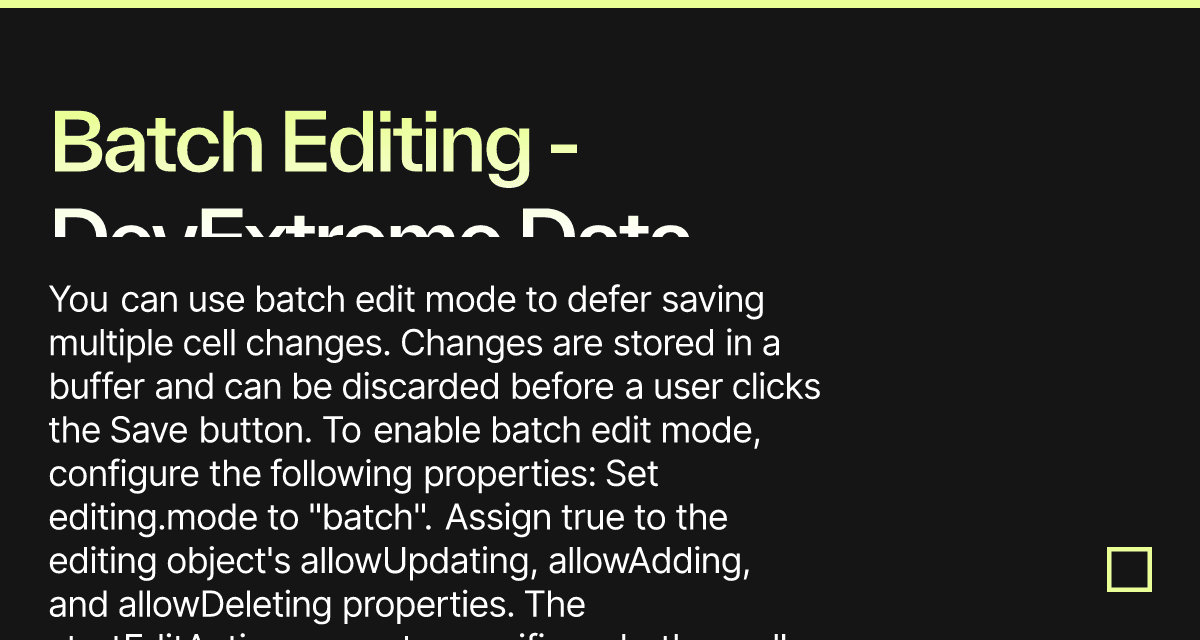 Batch Editing - DevExtreme Data Grid - Codesandbox