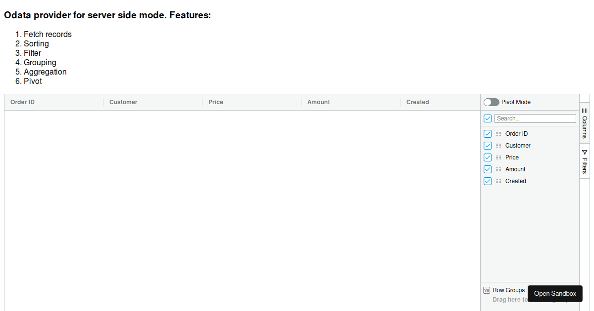 Ag-Grid Server Side Row Model sample (forked) - Codesandbox