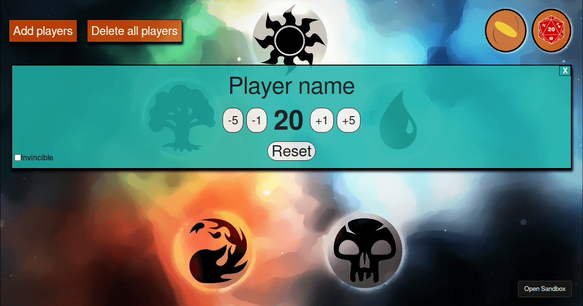 mtglifecountergithub Codesandbox