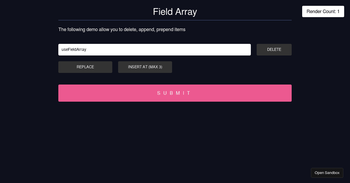 React Hook Form - useFieldArray - Codesandbox