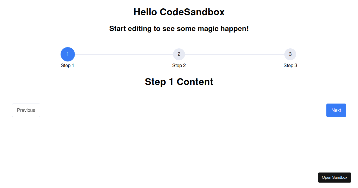 react step progress (forked) - Codesandbox
