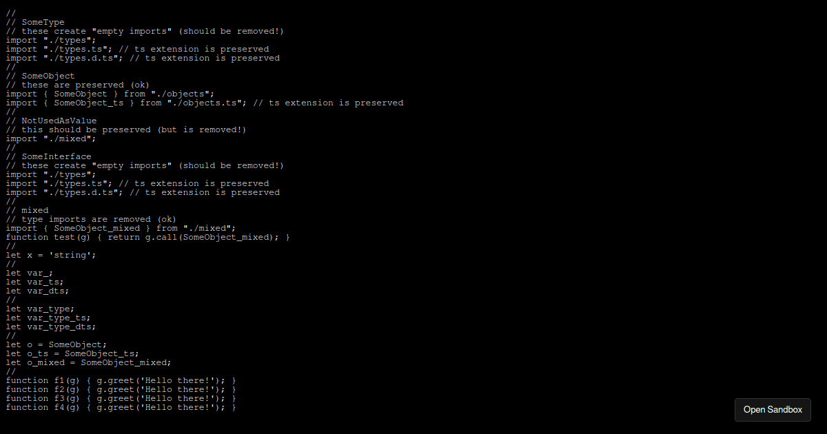 typescript - importsNotUsedAsValues preserve - bug demo - Codesandbox