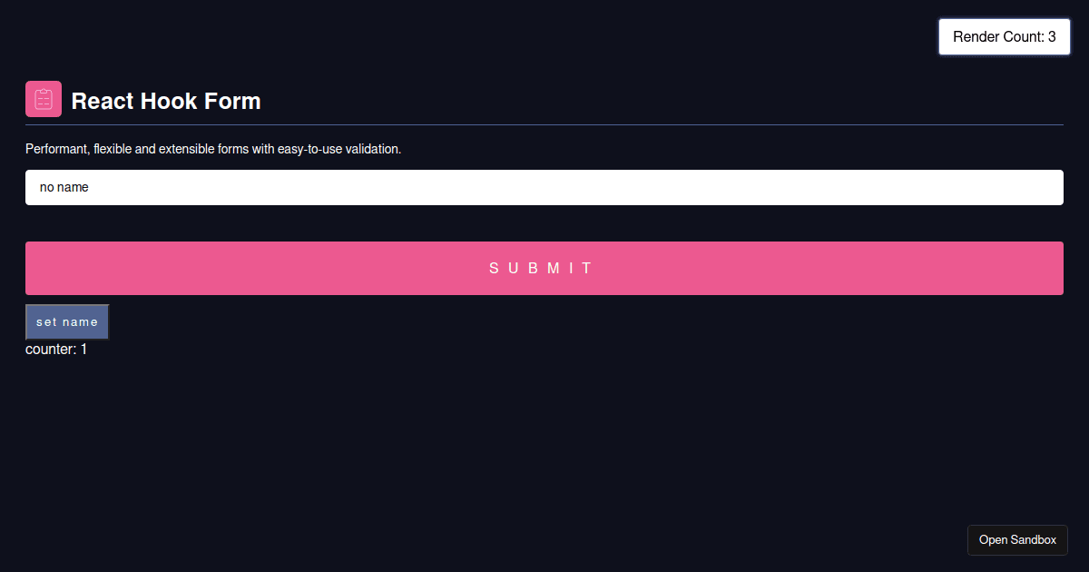 Drafts/ React Hook Form - but report (with react-redux) - Codesandbox