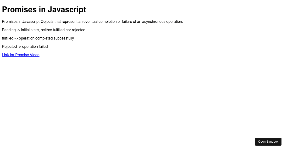 Promises in Javascript - Codesandbox