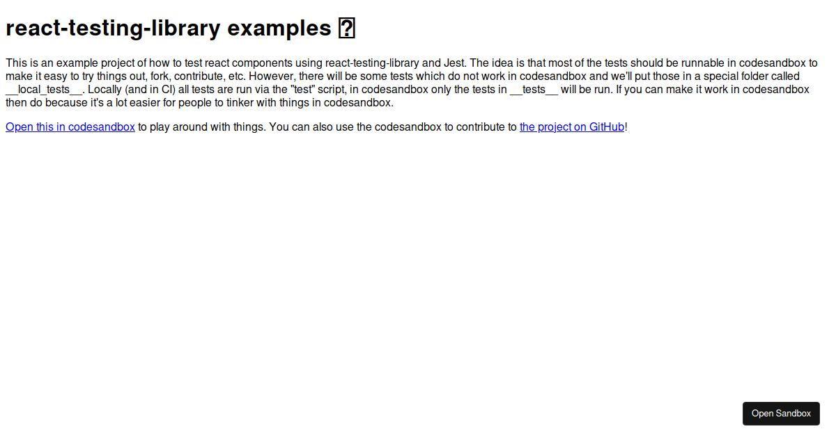 react-testing-library-examples (forked) - Codesandbox
