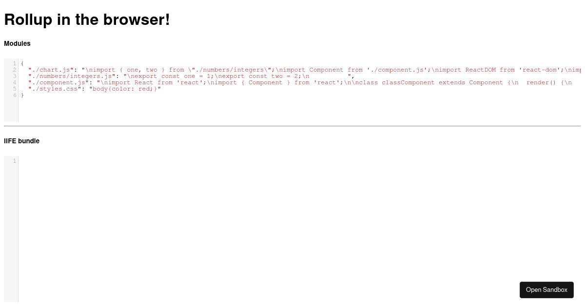 rollup in the browser! (forked) - Codesandbox