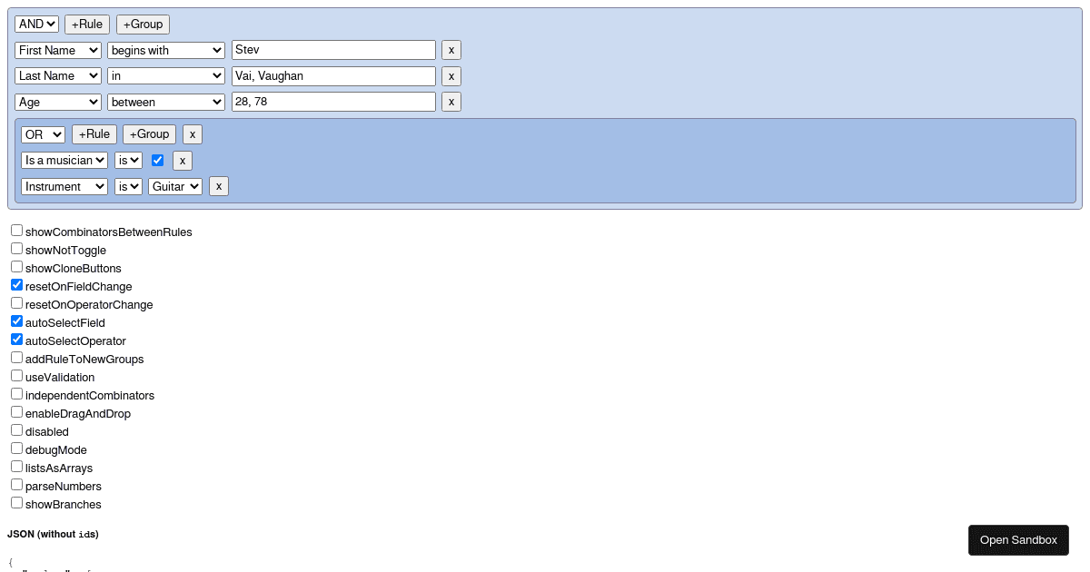 react-querybuilder-ci - Codesandbox