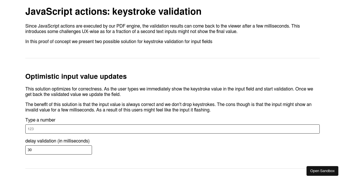 Async Keystroke Validation - Codesandbox