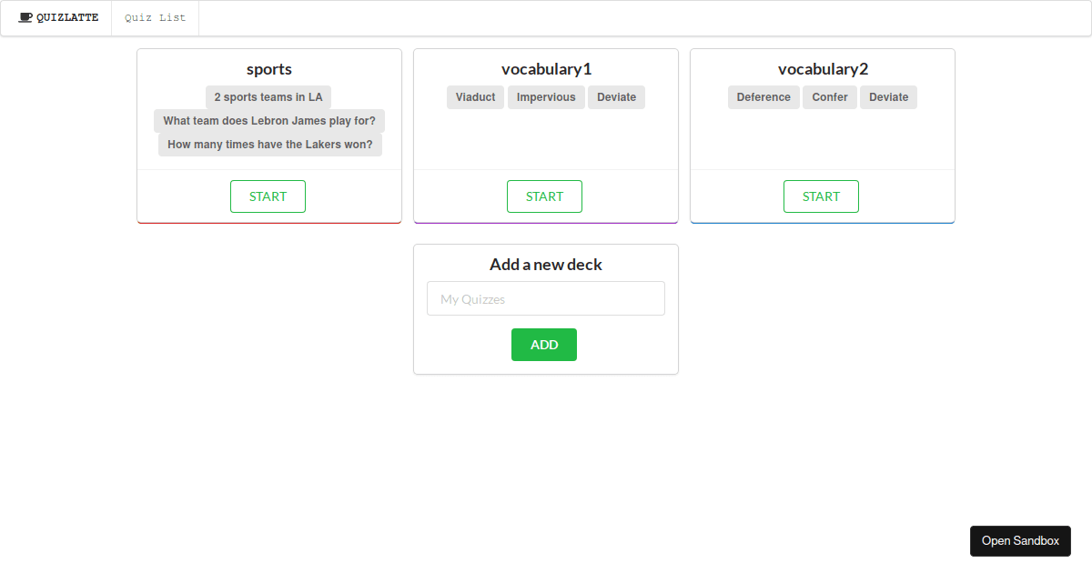 quizletclone Codesandbox