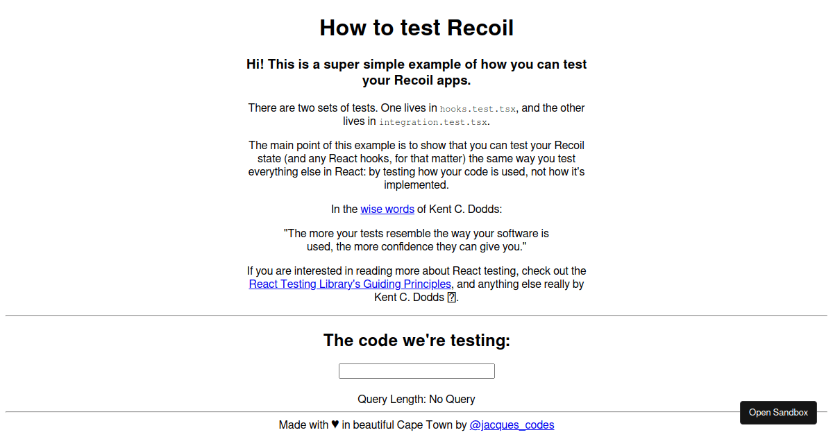 Testing Recoil (forked) - Codesandbox