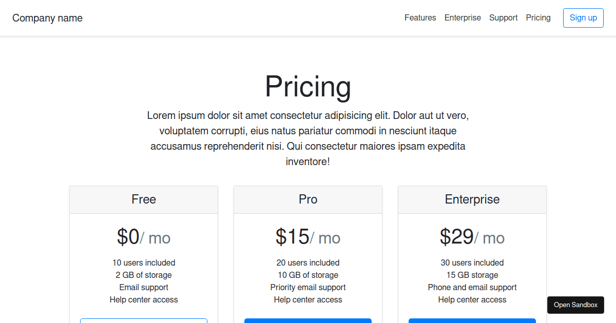 react-bootstrap-pricing - Codesandbox
