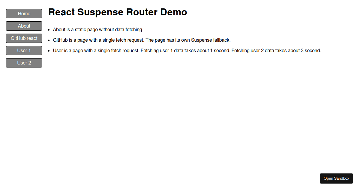 react-suspense-router-demo - Codesandbox
