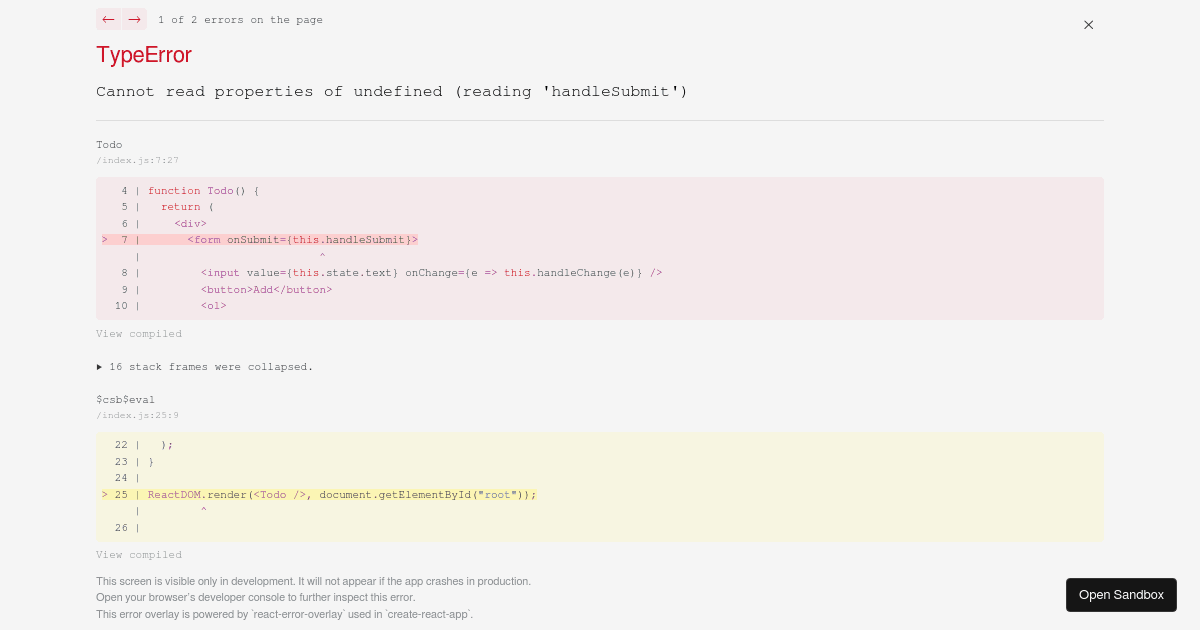 React example - Codesandbox