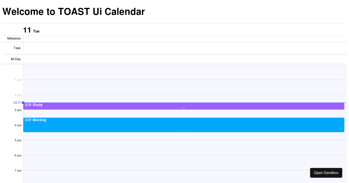 toastui/reactcalendar (forked) Codesandbox