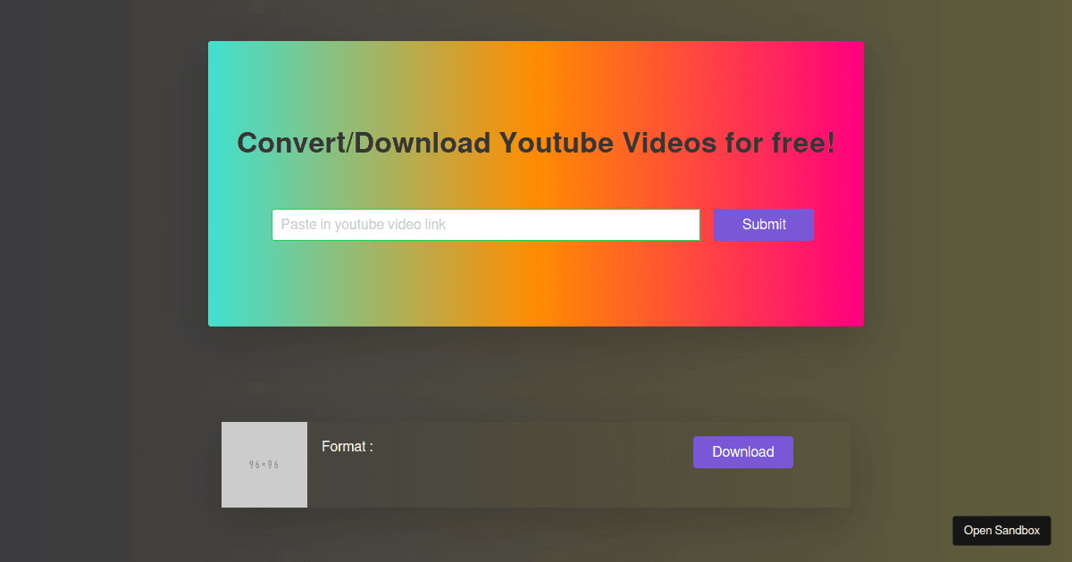 Youtube Downloader Codesandbox