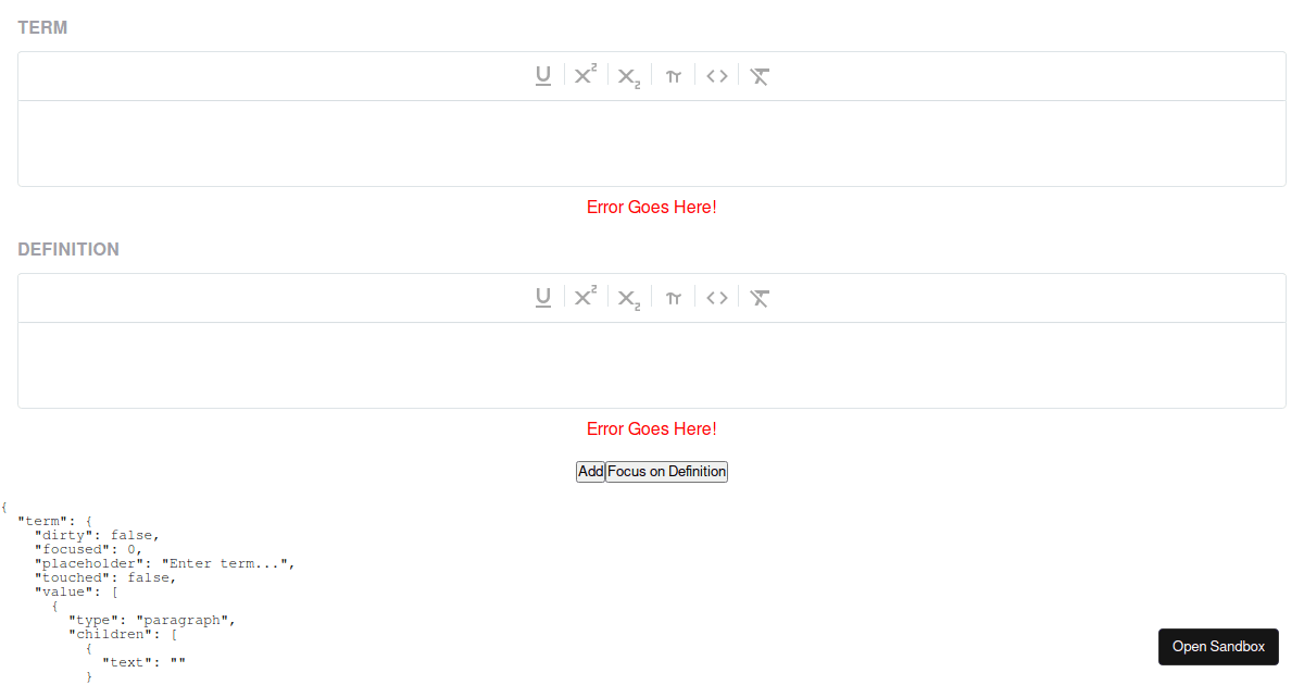 Rich Text Editor - Mock Up - Codesandbox