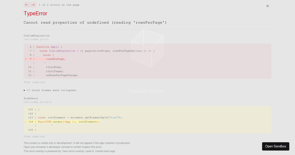 React Data Table (forked) - Codesandbox