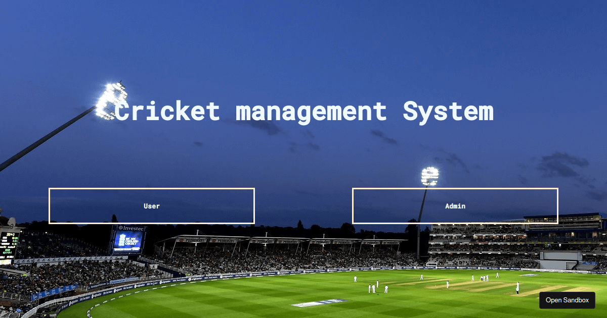 cricket management System Codesandbox