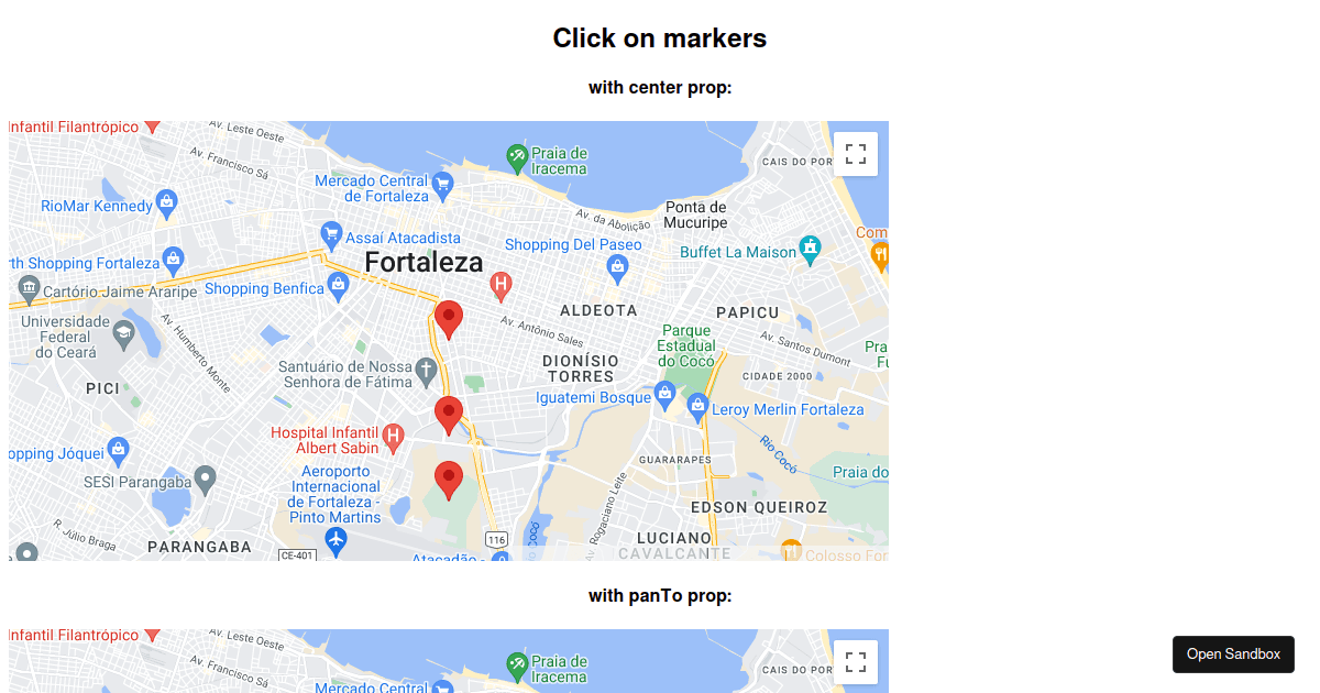 markers center on click - Codesandbox